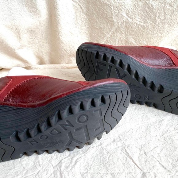 Fly London Burgundy Wedge Heels - Picture 8 of 8